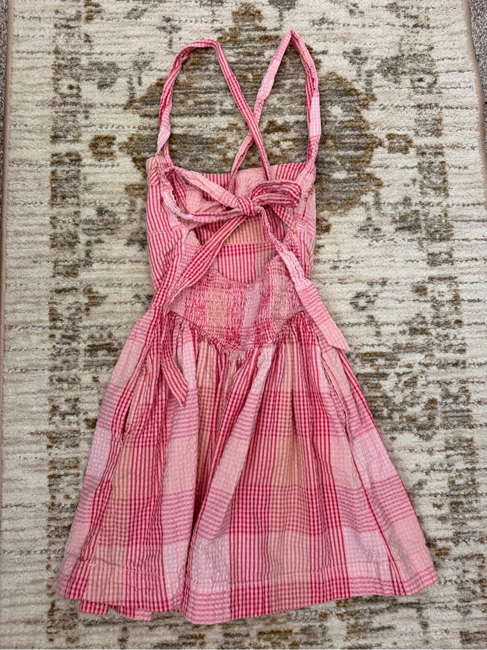Pink Check Sundress - Casual Summer Dress - Picture 2 of 2